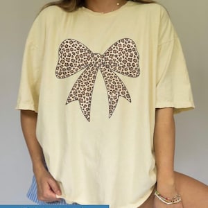 Shirt luipaardprint dierenprint T-shirt voor vrouwen trendy comfort kleuren shirt flirt grafisch T-shirt strik esthetische kleding cheetah strik tshirt