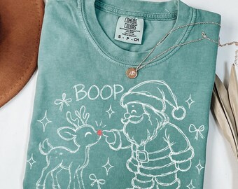 Christmas Comfort Colors Tee Santa T Shirt Reindeer Christmas Shirt Santa Boop Tee Cute Holiday Graphic Tee