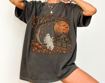 Halloween Ghost Shirt Vintage Inspired Halloween Shirt Ghost Spooky Fall Shirt Haunted House Shirt Comfort Colors Halloween Tee
