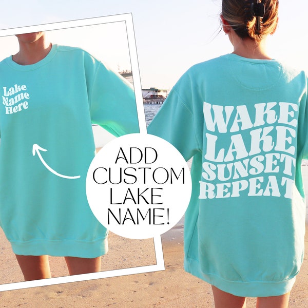 Sudadera personalizada con nombre del lago, sudadera personalizada con cuello redondo, sudadera con capucha de gran tamaño, jersey de verano, vacaciones familiares, viaje para niñas