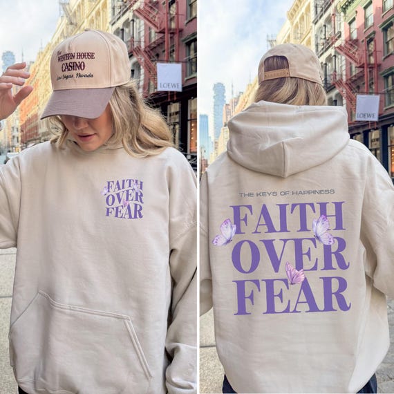 Vrouwen Jezus Faith Over Fear Hoodies 2025 Strand