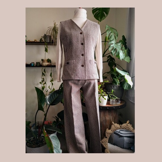 1970s Vintage Polyester Vest Pantsuit (M/L) - image 1