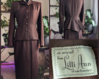 Lilli Ann 1950s Brown Women's Skirt Suit