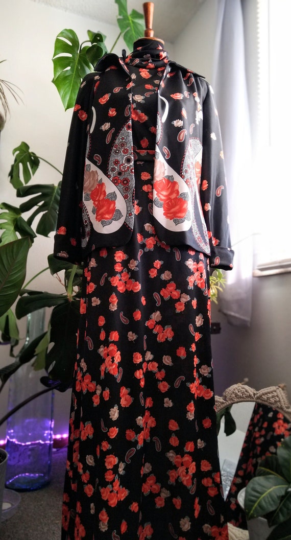 1970s Polyester Maxi Dress (S)