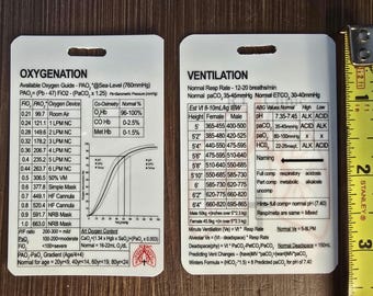 Small sized for Vertical Badges - Respiratory Therapy Badge Buddy - Oxygenation & Ventilation Guide