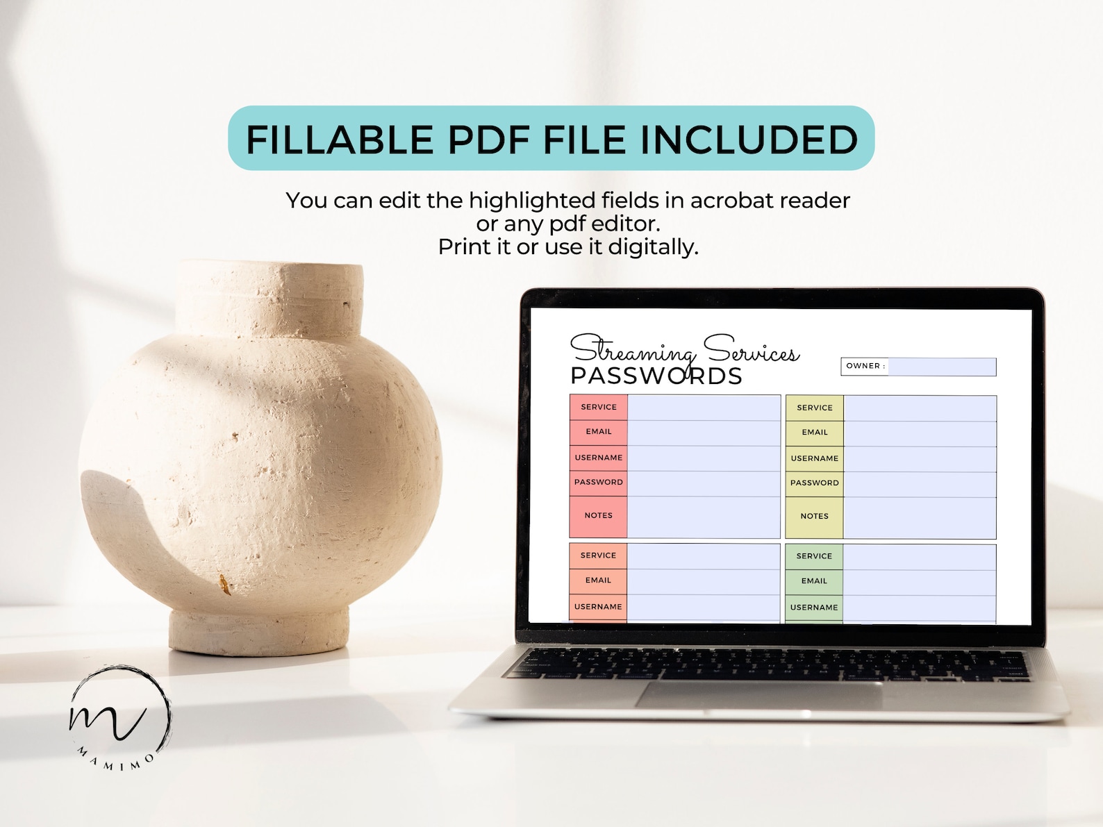 Password Tracker | Password Keeper | Password Log Template | Instant ...