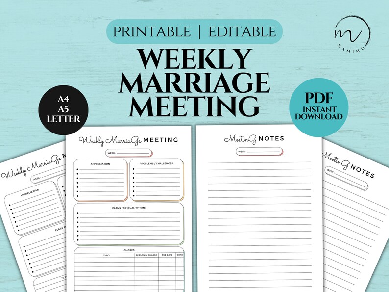 Weekly Marriage Meeting Template Partners Communication Etsy Weekly Marriage Meeting Template Partners Communication Etsy