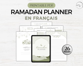 Ramadan Planer en Français, Muslimischer Planer Digital auf Französisch, Korantracker, Fasten, Tägliches Undatiertes Ramadan Journal, Islamischer Planer