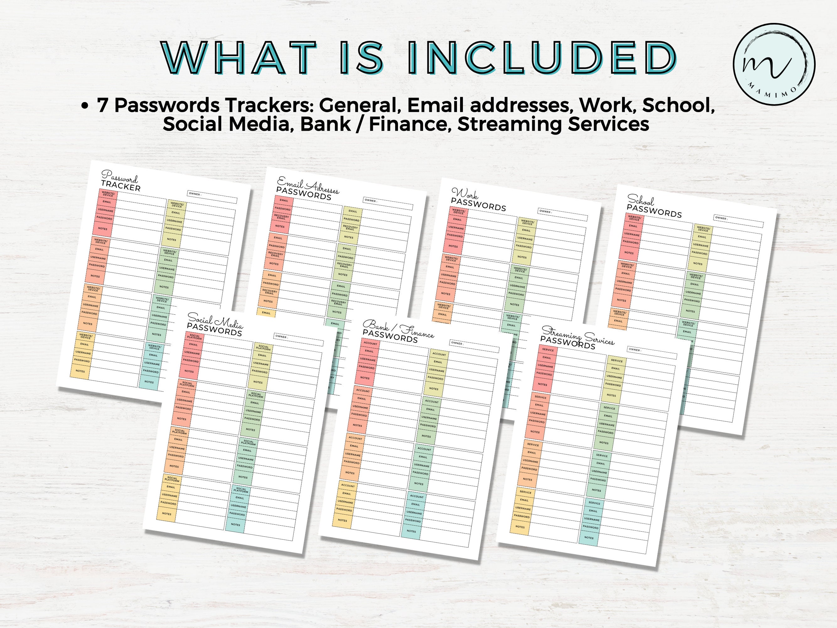Password Tracker | Password Keeper | Password Log Template | Instant ...