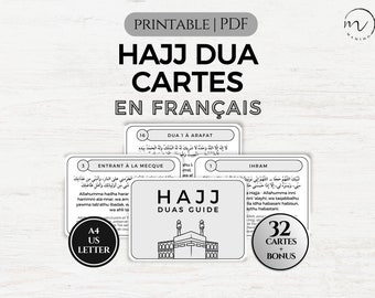 Tarjetas Hajj Dua en francés, Tarjetas imprimibles Hajj Duas en Français, Tarjetas didácticas Hajj, Dua islámica, Tarjetas recordatorio Dua, PDF imprimible minimalista