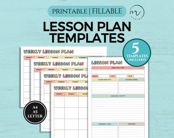 Weekly Lesson Plans for Preschool, PreK, Kindergarten, Daycare, Homeschool Teacher Planner, Weekly, Daily Lesson Plans Template Printable