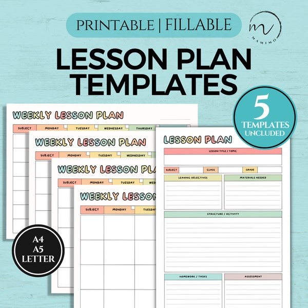 Weekly Lesson Plans for Preschool, PreK, Kindergarten, Daycare, Homeschool Teacher Planner, Weekly, Daily Lesson Plans Template Printable