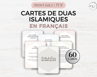 Islamic Dua Cards in French, Douas Cartes en Français, Daily Dhikr, Muslim Duas, Digital Prayer Cards, Islamique Flashcards, Printable PDF
