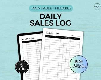 Tägliches Verkaufslogbuch | Umsatz-Tracker | Side Hustle Small Business Planer | Vorlage für die Bestellverfolgung | Druckbare und ausfüllbare PDF Datei A4/A5/Letter