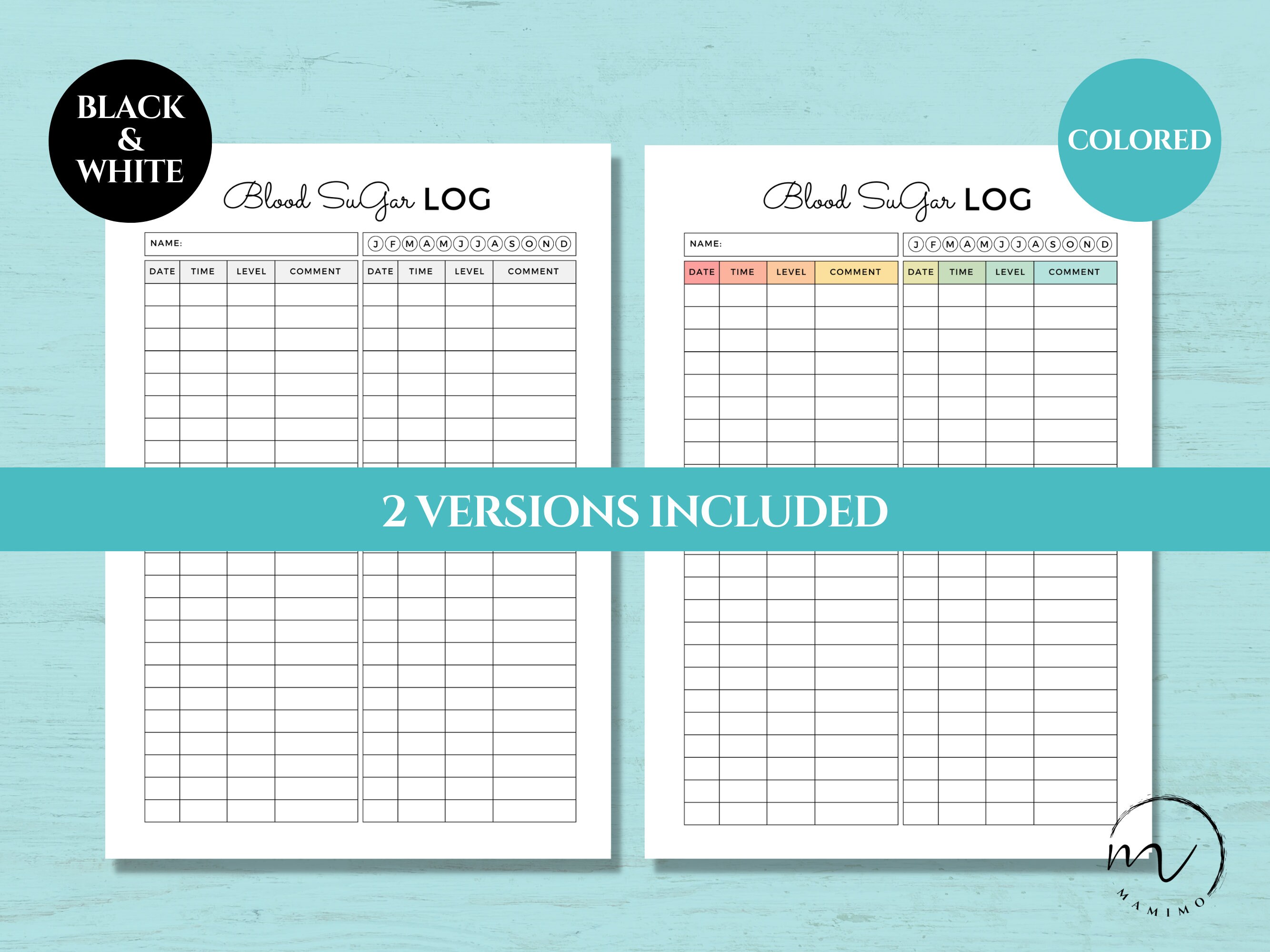 Monthly Blood Sugar Log Printable | Diabetes Tracker | Daily Glucose ...