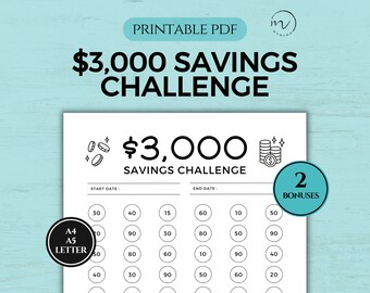 3K Savings Challenge Printable, 3000 Savings Challenge, Money Challenge, 3,000 Savings Tracker, Floral Envelope, PDF A4, A5, US Letter Size