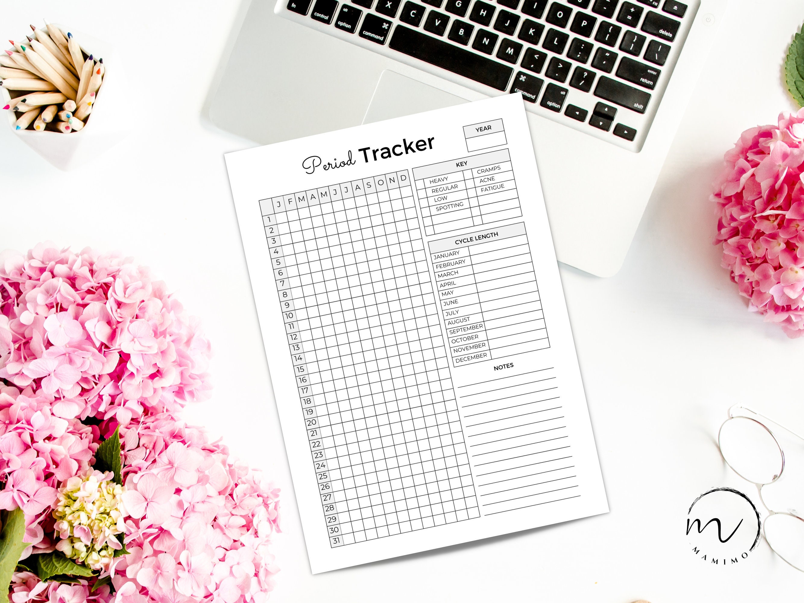 Printable Period Tracker PDF Menstrual Cycle Calendar PDF - Etsy