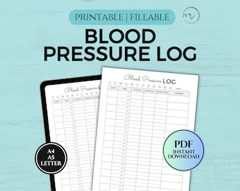 Blood Pressure Log | BP Tracker | Blood Pressure Chart | Hypertension Tracking | Printable And Fillable PDF A4/A5/Letter Size