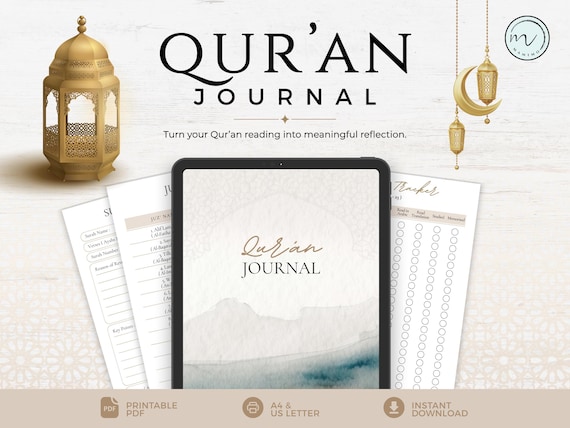 Quran Journal, Quran Tracker, Digital Quran Planner, Study & Reflection PDF