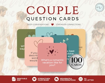 Couples Conversation Cards, Romantic Date Night Questions, Anniversary Gift, Relationship Cards Games (Digital Download)