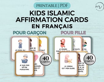 Islamic Affirmation Cards for Kids in French, Educational Cards, Muslim Affirmations en Français, Islamic Education, Islamic decor, PDF