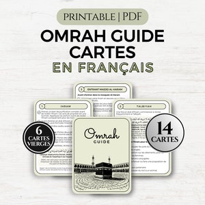 Guide de la Omra en français, Cartes de la Omra Dua, Cartes flash de la Omra étape par étape en français, Cartes de prière, Cartes de rappel Dua, Pour hommes et femmes, PDF
