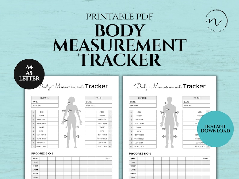 Body Measurement Tracker Printable Weight Loss Tracker Body Measurement ...