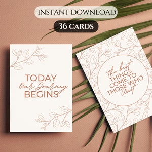 Cartes d’étape de FIV, cartes de traitement de fertilité, infertilité, parcours de FIV, souvenir de FIV, affirmations positives minimalistes, PDF imprimable, Png