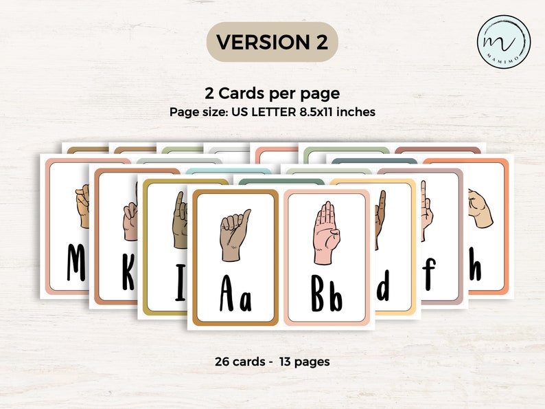 ASL Alphabet Printable, American Sign Language Alphabet ASL Flashcards