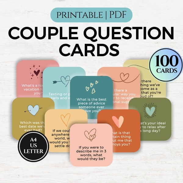 Cartes questions pour couple, Cartes pour amorcer une conversation, Cartes pour un rendez-vous galant, Cadeau d'anniversaire romantique, Jeux brise-glace, Jeux de cartes sur les relations