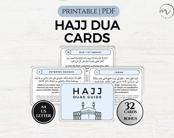 Tarjetas Hajj Dua, Tarjetas imprimibles Hajj Duas, Tarjetas didácticas Hajj, Tarjetas de oración, Dua islámica, Tarjetas recordatorio Dua, PDF imprimible minimalista