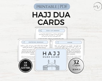 Carte Hajj Dua, Carte stampabili Hajj Duas, Flashcard Hajj, Carte di preghiera, Dua islamico, Carte promemoria Dua, PDF stampabile minimalista