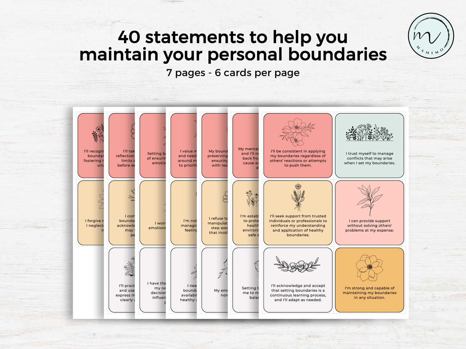 Boundary Setting Affirmation Flashcards, 40 Healthy Boundaries Cards ...