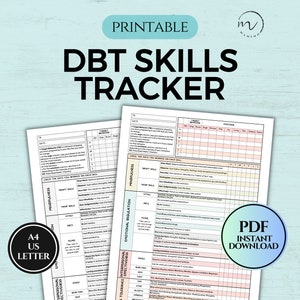 DBT Skills Tracker, DBT Dagboekkaart, Dialectische Gedragstherapie, Therapie Werkblad, Mood Tracker, Copingvaardigheden, BPD, Ptss, Afdrukbare PDF