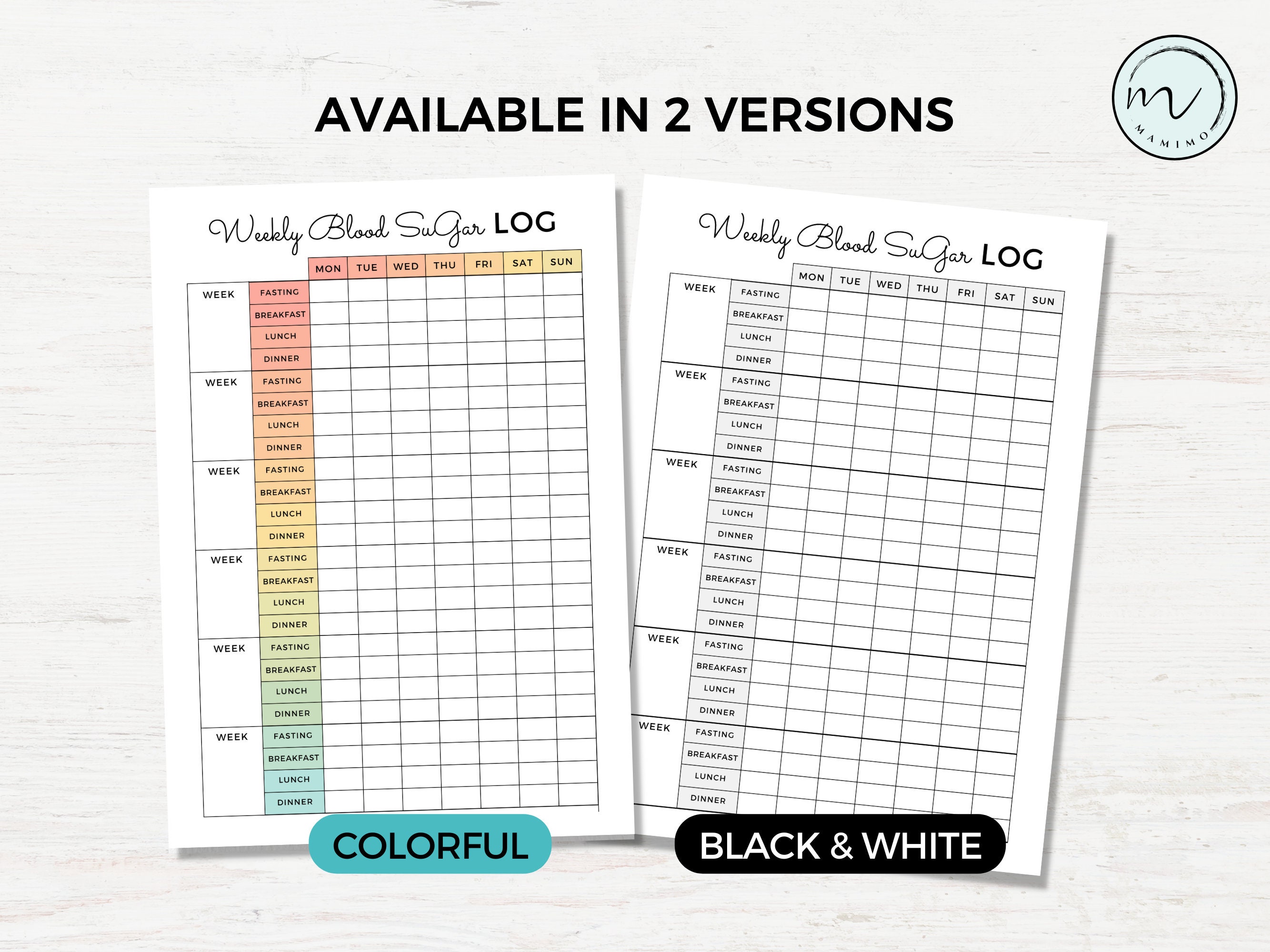 Weekly Blood Sugar Log Printable, Diabetes Tracker, Daily Glucose Log ...