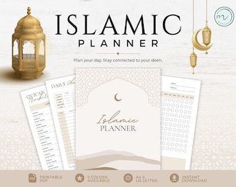 Islamic Digital Planner, Muslim Daily Planner, Quran & Habit Trackers, Printable PDF