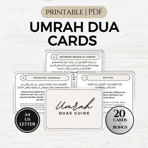 Umrah Dua Cards, Umrah Duas Printable Cards, Umrah Flashcards, Prayer Cards, Islamic Dua, Dua Reminder Cards, Minimalist Printable PDF