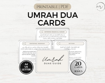 Umrah Dua Cards, Umrah Duas Printable Cards, Umrah Flashcards, Prayer Cards, Islamic Dua, Dua Reminder Cards, Minimalist Printable PDF