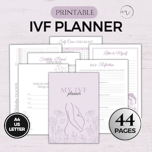 Planificador de FIV, Diario de FIV, Planificador de infertilidad, Rastreadores Ttc, Diario de viaje de FIV, Organizador de fertilidad, Pdf imprimible del planificador de FIV, Carta A4/Us