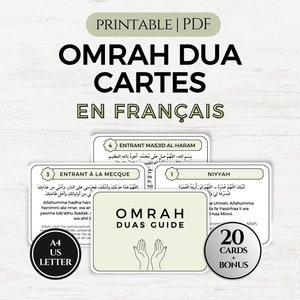 Cartes Omra Dua en français, Cartes Omra Duas imprimables en français, Cartes Omra Dua, Dua islamique, Cartes de rappel Dua, Impression minimaliste PDF image 1