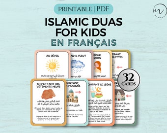 French Islamic Dua Cards for Kids, Doua en Français, Daily Dua Card, Daily Dhikr Flashcards, Prayer Cards For Children, Islamic decor PDF