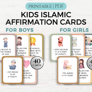 Islamische Affirmationskarten für Kinder, Lernkarten, Muslimische Affirmationen, Islamische Bildung, Positive Affirmationen, Islamische Dekoration, PDF