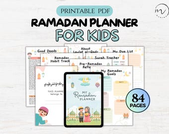 Planificador de Ramadán para niños, libro de actividades islámicas, planificador diario digital musulmán, seguimiento de la oración y la lectura del Corán, plan de Ramadán, diario de Ramadán