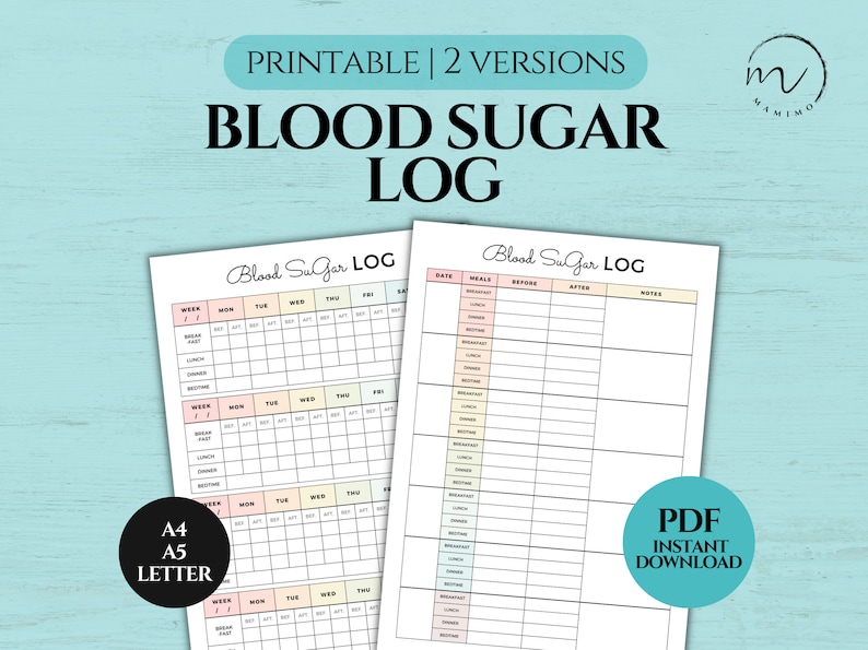 Blood Sugar Log Printable, Pregnancy Diabetes Tracker, Blood Glucose