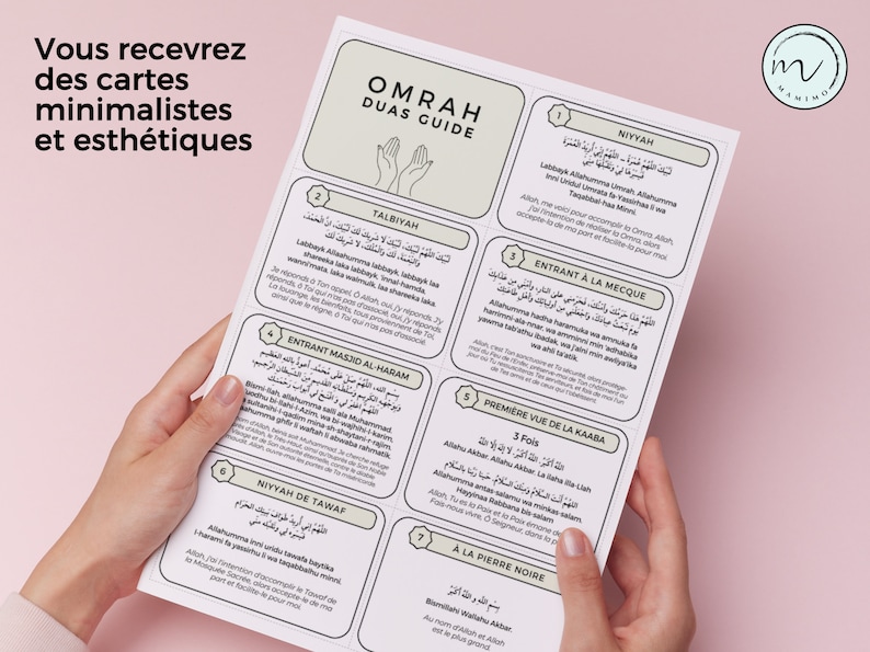 Cartes Omra Dua en français, Cartes Omra Duas imprimables en français, Cartes Omra Dua, Dua islamique, Cartes de rappel Dua, Impression minimaliste PDF image 5