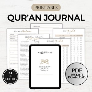 Quran Journal Digital, Quran Study, Quran Tracker, Muslim Planner, Quran Journaling, Quran Workbook, Surah Study & Reflection, Printable PDF