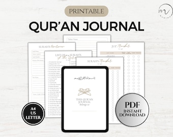 Quran Journal Digital, Quran Study, Quran Tracker, Muslim Planner, Quran Journaling, Quran Workbook, Surah Study & Reflection, Printable PDF