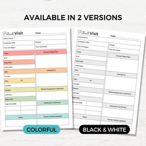Printable Patient Visit Log for Hospice, Home Health Nurse, Patient ...