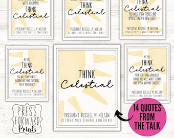 Think Celestial, Think Celestial Print, Think Celestial Printout, Think Celestial Printable, YW General Conference Handout, Conference Quote