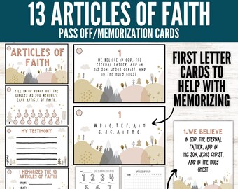 Articles of Faith Tracker, Articles of Faith Pass Off, Articles of Faith Flash Card, Articles of Faith Printable, Articles of Faith Poster